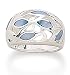 Inlaid Blue Mother of Pearl Leaf Design Ring