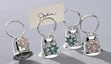 4 PC BELL CARD HOLDERS - 4 BELL CARD HOLDERS WITH JEWELED FLOWERS - Placecard Holders