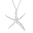 Sterling Silver Colorless Cubic Zirconia Starfish Necklace .925 Stamp Hypoallergenic