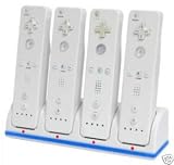 Wii 4 in 1 Charging Stand & Batteries - Charges Four Remote Controllers - Quad Dock