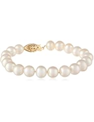 14k Yellow Gold  White Freshwater Cultured Pearl AA Grade 8.5-9mm Bracelet, 7.25"