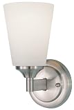 Murray Feiss WB1249BS One-Light Paris Moderne Collection Wall Bracket, Brushed Steel with White Opal Etch Glass Shade #