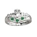 Sterling Silver Wishbone Claddagh with Emerald and CZ - Made in Ireland