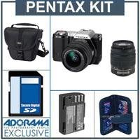 Pentax K-01 Digital Camera Dual Lens Kit with Pentax DAL 18-55mm 3.5/5.6 Lens and - DAL 50-200mm f/4-5.6 Lens - Black - Bundle - with 16GB SD Memory Card, Camera Case, Digital Memory Case, Spare D-LI90 Rechargeable Battery
