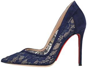 JUSITY Women's Shoes Summer Pointed Toes Deerskin Lace High Heels Ladies Stilettos Heel 12cm Pumps Roman Style 9 M US