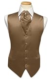 Tuxedo Vest - Solid Satin with Matching Pin Ascot, Latte