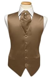 Tuxedo Vest - Solid Satin with Matching Pin Ascot, Latte