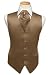 Tuxedo Vest - Solid Satin with Matching Pin Ascot, Latte