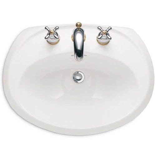 American Standard 0411.039.020 Ellisse Petite Self Rimming Countertop Sink with 8-Inch Centers, White