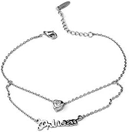 18k gold plated Letters peach heart anklet