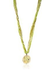 Kenneth Cole New York "Semiprecious Bead Item" Green Geometric Stone Multi-Row Long Pendant Necklace, 39"