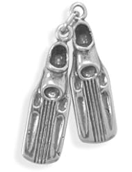 Swim Fins Flippers Charm Sterling Silver