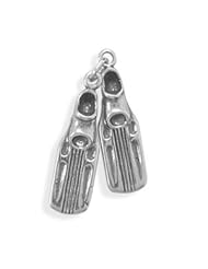 Sterling Silver Oxidized Swim Fins Charm