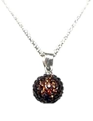Give a gift with meaning. BIRTHSTONE FOR NOVEMBER. 10 mm 0.4 inch Brown Topaz ball pendant necklace on 18 inch 46cm rolo cable chain. Made using solid sterling silver 925 and swarovski crystals. For other Birthstones please type Decorum Jewellery into the search bar.