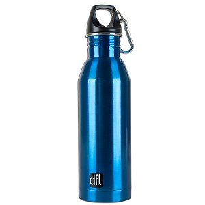 DFL 25oz. Stainless Steel Reusable Wide Mouth Water Bottle w/Carabiner Clip (Blue)