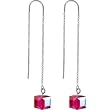 Handcrafted Silver FUCHSIA AURORA Box Chain Threader Earrings MADE WITH SWAROVSKI ELEMENTS