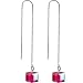 Handcrafted Silver FUCHSIA AURORA Box Chain Threader Earrings MADE WITH SWAROVSKI ELEMENTS