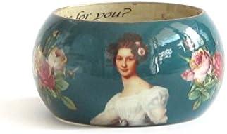 Wide Wood Bangle Bracelet, Painted Decoupage, Unique Bold Bracelet by LENNYshop