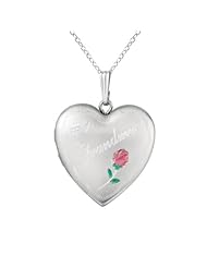 Sterling silver SS & Heart Shaped Locket w/ Rose "#1 Grandma" Necklace