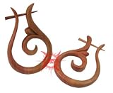 PAIR Organic Sono Wood Open Leaf Design Earrings NEW