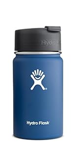 Hydro Flask Vacuum Insulated Stainless Steel Water Bottle,Wide Mouth w/ Hydro Flip Cap, 12-Ounce, Everest Blue