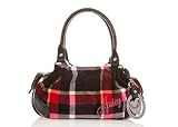 Juicy Couture Plaid Tartan Velour Fluffy Bag Tote Pink Multi