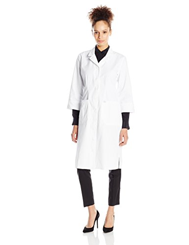 Dickies Women's Button Notched Collar and Lapel Front Dress, White, XX-Large