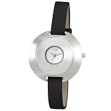 Activa Women's SL239-001 Silver-Tone Black Leather Strap Watch