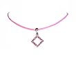 Necklace - N266 - Crystal Diamond (Sm) Hung on Pink Cord ~ Rose