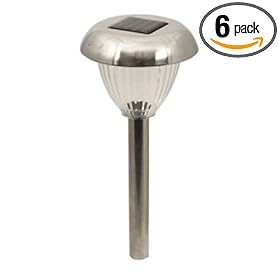 Moonrays 95667 Wilmot Style Lamp Solar Powered Metal Path Light, 6 Pack, Pewter
