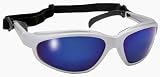 Freedom Padded Silver Frame Motorcycle Sunglasses Blue Mirror Lens