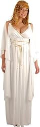 Sexy Womens Halloween Costume Cleopatra Egyptian Goddess White Robe Gown and Headpiece Outfit