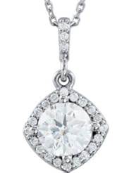 14K White Gold Halo-Style 7/8 ct tw Diamond 18inch Necklace: 7/8 CT TW