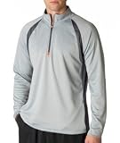 alo - Men's Long-Sleeve 1/2-Zip Pullover, Grey and Slate and Orange, M