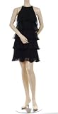 BCBG MAX AZRIA - BCBG BLACK SILK TIERED MINI HALTER DRESS NEW L