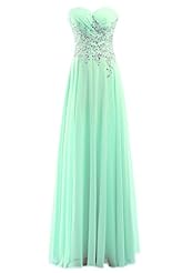 Sweetheart Chiffon Floor Length Beaded Evening Dress/Bridesmaid Dress/Prom Dress/Wedding Party Dress 