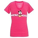 Disney Organic V-Neck Striped Mickey Mouse Tee for Women