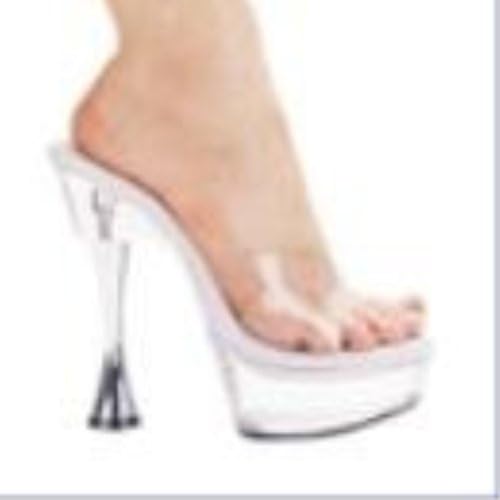 6" Silver Cone Heel Clear Mule. by Ellie(CLR,7)