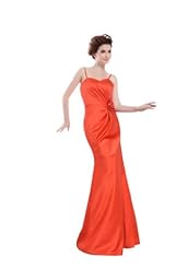 Floor Length Mermaid Natural   Waistline Satin Spaghetti Strap Evening Dress/Bridesmaid Dress/Prom Dress/Party Dress 