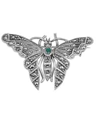 Sterling Silver Brooch with Emerald CZ - BUTTERFLY