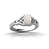 Sterling Silver Genuine Oval Opal Celtic Ring