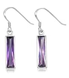 Lucas Jack Sterling Silver Baguette Earring in Amethyst Cubic Zirconia
