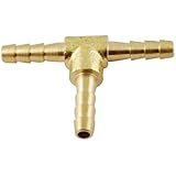 MettleAir 123-2-1PK 1/8" ID Hose Barb Tee T Union Fitting Intersection/Split Brass