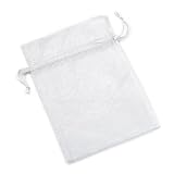 R&eacute;ticule &agrave; Cordon Organza 15x20cm - Blanc