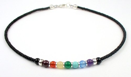 Chakra Jewelry - Chakra Balancing Beaded Anklet - Sterling Silver, Pearls, and Swarovski Crystal Beaded Anklets/Ankle Bracelets.