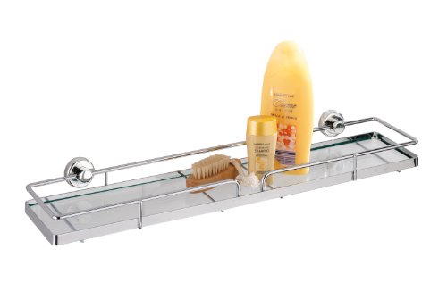 Wenko 17821100 Wand Glasablage Sion Power-Loc - Befestigen ohne Bohren, Chrom, 56 x 6 x 13 cm