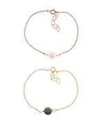 Silver One Pulseras Ensencia Perla Oro Rosa y Oro