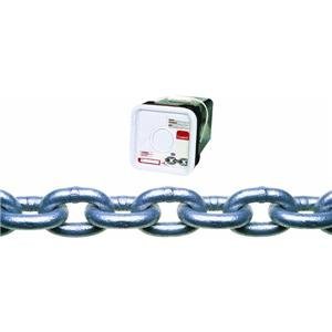 Campbell 0143636 System 3 Grade 30 Low Carbon Steel Proof Coil Chain in Square Pail, Hot Galvanized, 3/8