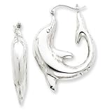 Sterling Silver Dolphin Hoop Earrings