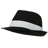Extra Big Size Banded Cotton Fedora Hat – Black White Band W08S59D (Over Size XL – XXXL)